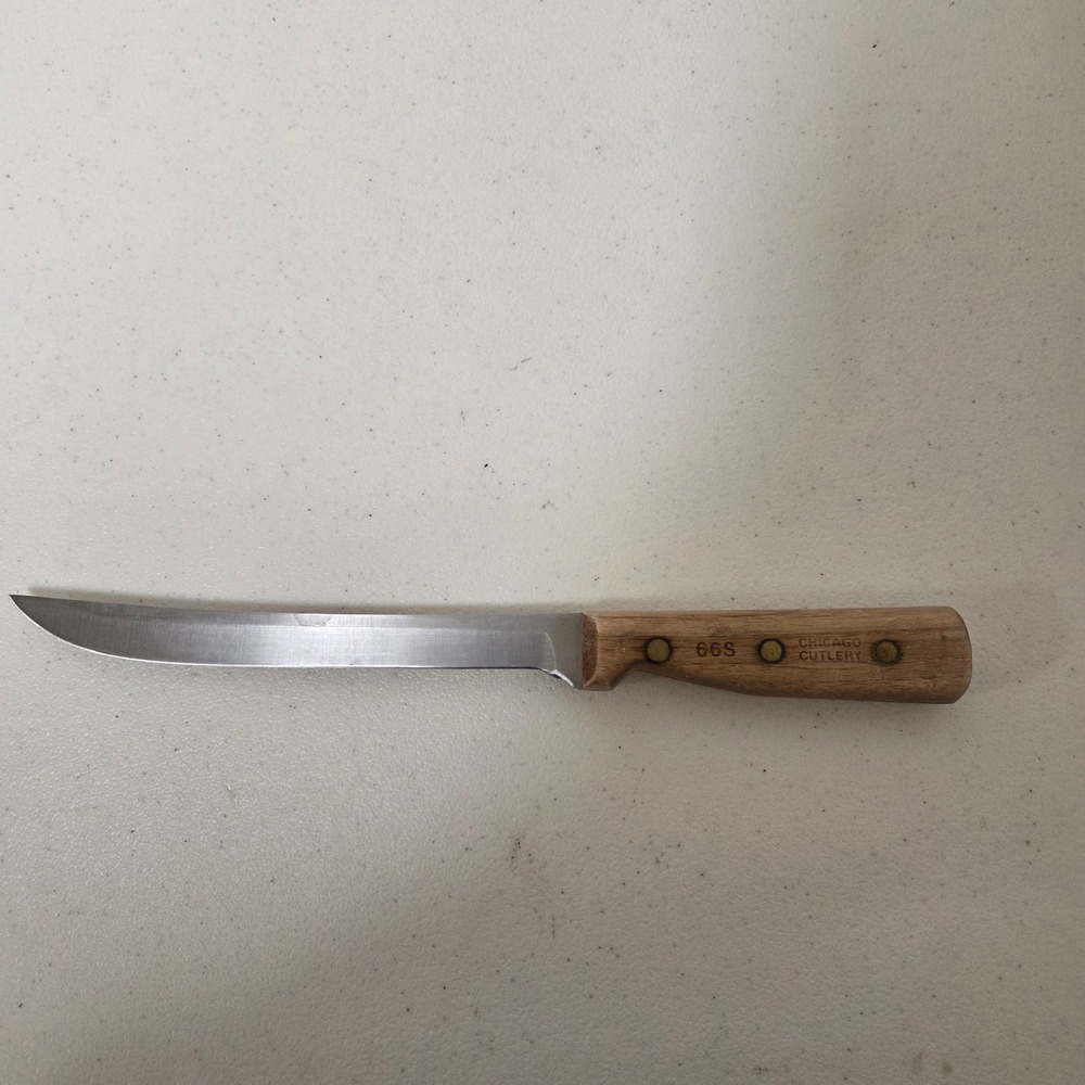 Chicago Cutlery 66S Vintage 6 Inch Utility Slicing Knife Walnut Wood Handle USA
